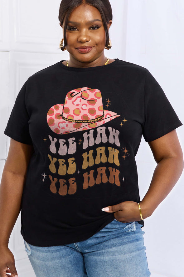 Simply Love YEE HAH YEE HAH YEE HAH Graphic Cotton Tee