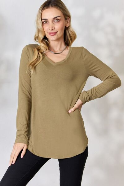 Zenana V-Neck Long Sleeve T-Shirt