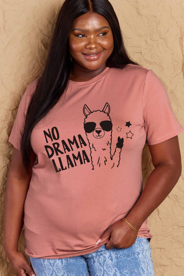 Simply Love NO DRAMA LLAMA Graphic Cotton Tee