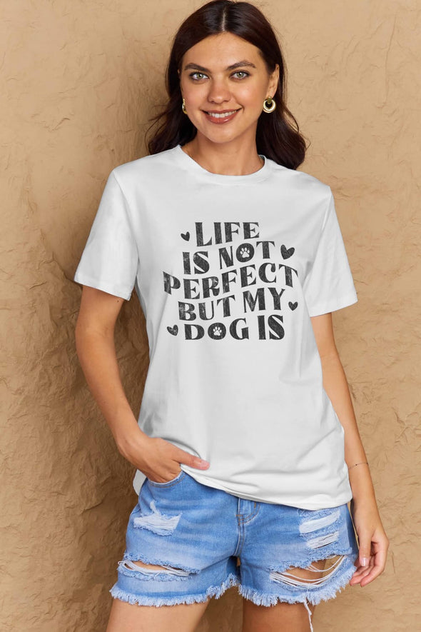 Simply Love Dog Slogan Graphic Cotton T-Shirt