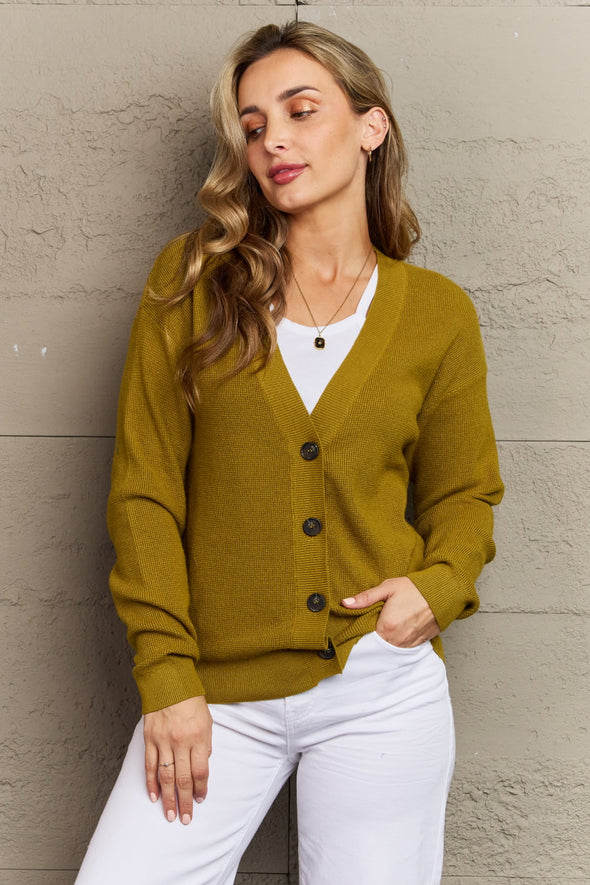 Zenana Kiss Me Tonight Button Down Cardigan in Chartreuse