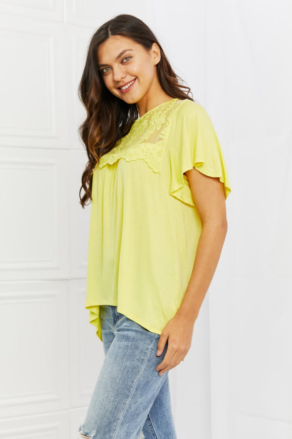 Culture Code Ready To Go Lace Embroidered Top in Yellow Mousse