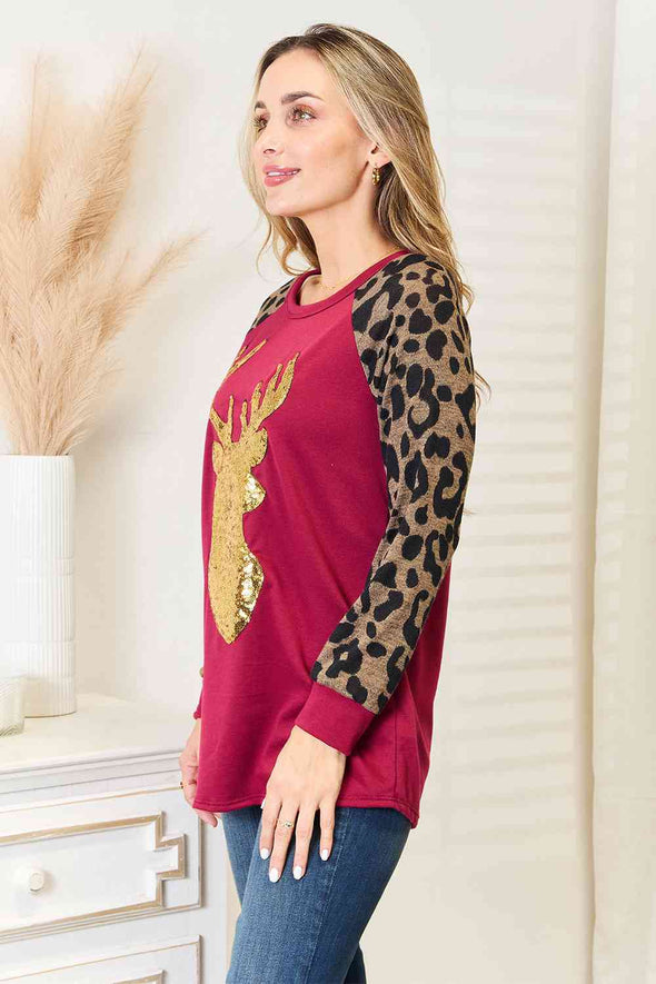 Heimish Animal Print Reindeer Top