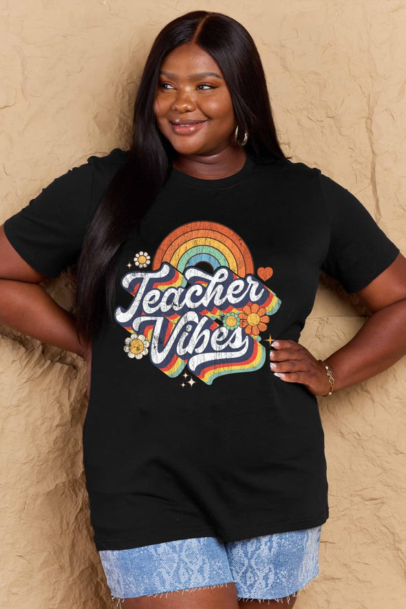 Simply Love TEACHER VIBES Graphic Cotton T-Shirt