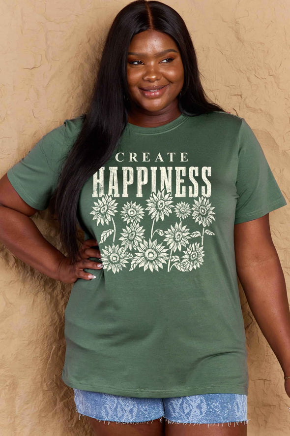 Simply Love CREATE HAPPINESS Graphic Cotton T-Shirt