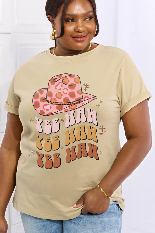 Simply Love YEE HAH YEE HAH YEE HAH Graphic Cotton Tee