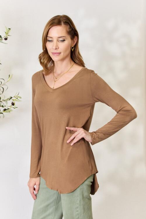 Zenana Long Sleeve V-Neck Top