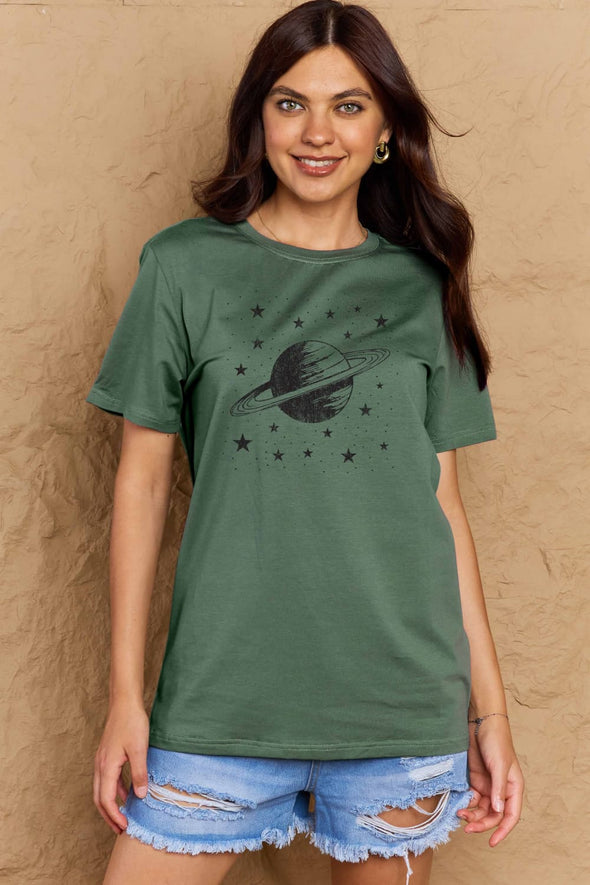 Simply Love Planet Graphic Cotton T-Shirt