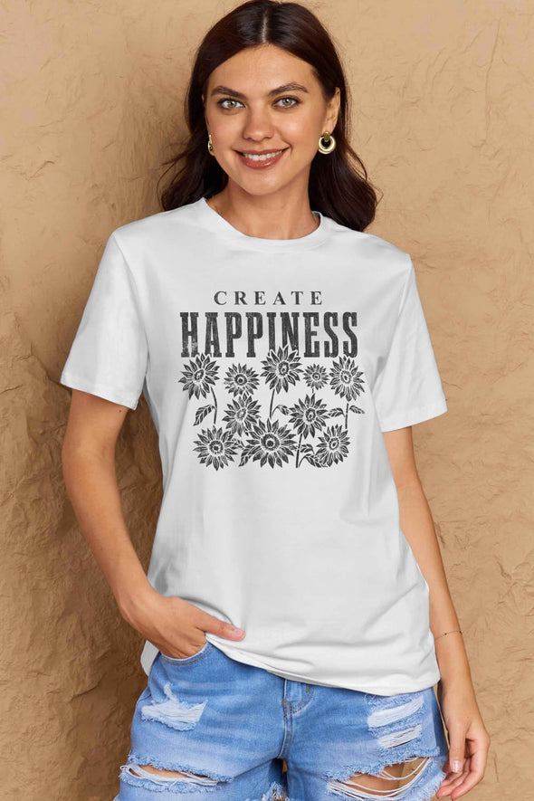 Simply Love CREATE HAPPINESS Graphic Cotton T-Shirt