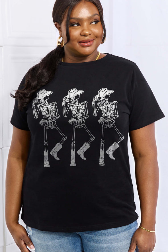 Simply Love Triple Skeletons Graphic Cotton Tee