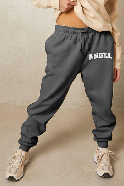 Simply Love Drawstring Angel Graphic Long Sweatpants