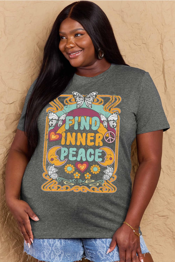 Simply Love FIND INNER PEACE Graphic Cotton T-Shirt