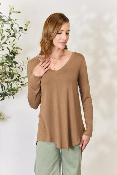 Zenana Long Sleeve V-Neck Top