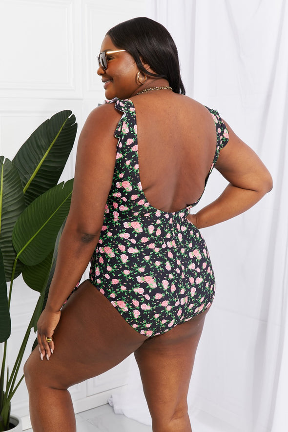 Marina West Swim Float On Ruffle Faux Wrap One-Piece in Floral