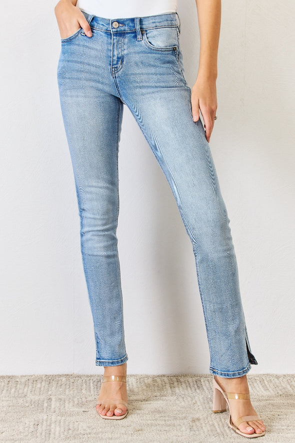 Kancan Mid Rise Y2K Slit Bootcut Jeans