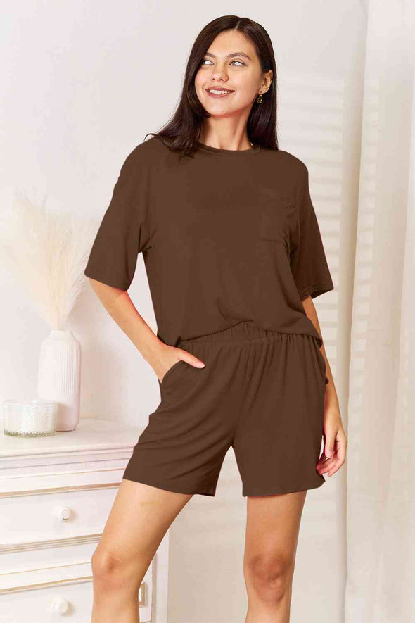 Basic Bae Soft Rayon Half Sleeve Top and Shorts Set