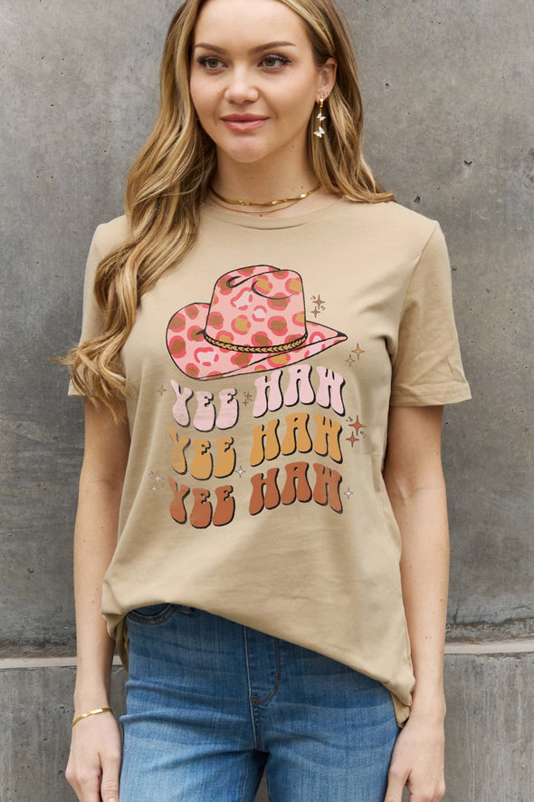 Simply Love YEE HAH YEE HAH YEE HAH Graphic Cotton Tee