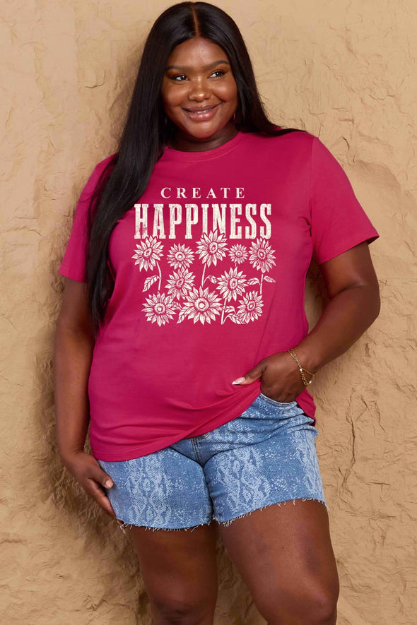 Simply Love CREATE HAPPINESS Graphic Cotton T-Shirt