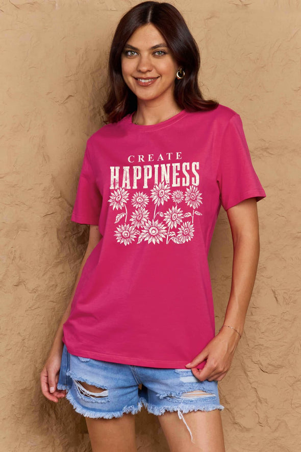 Simply Love CREATE HAPPINESS Graphic Cotton T-Shirt