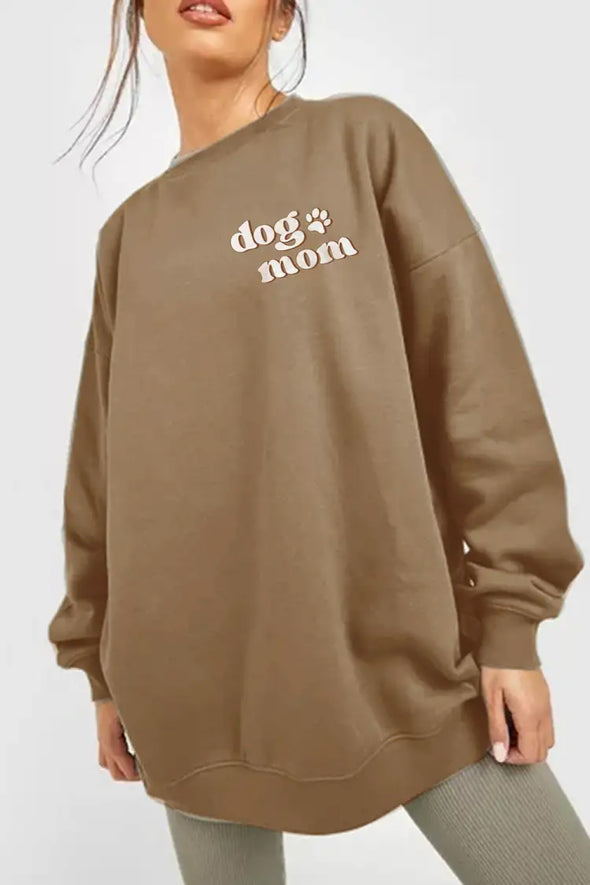 Simply Love Round Neck Dropped Shoulder DOG MOM Graphic Sweatshirt