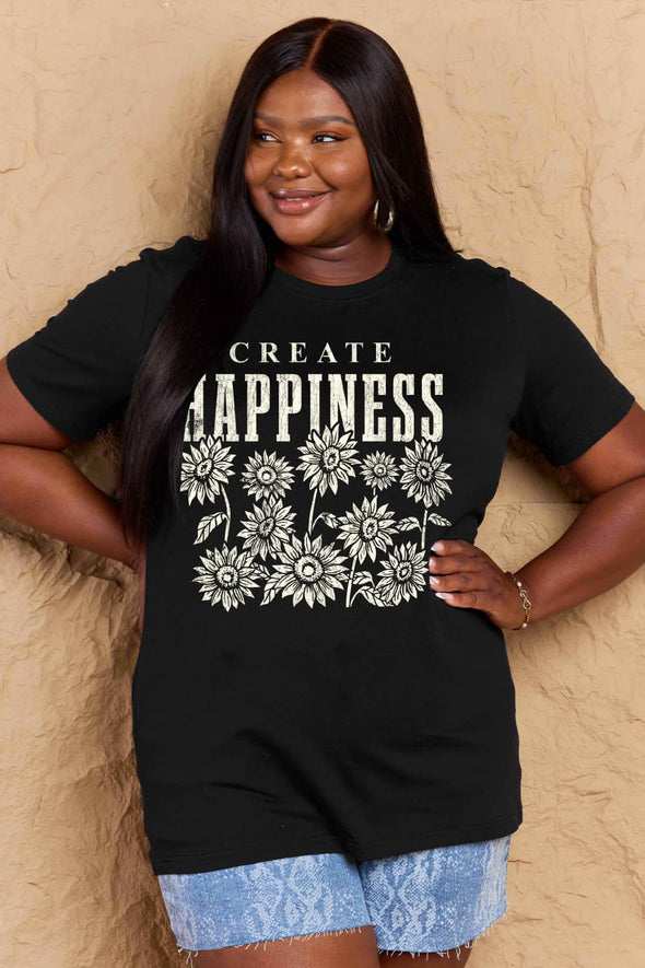 Simply Love CREATE HAPPINESS Graphic Cotton T-Shirt