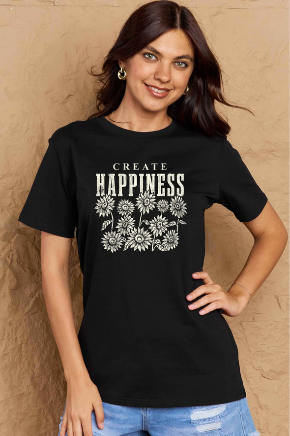 Simply Love CREATE HAPPINESS Graphic Cotton T-Shirt