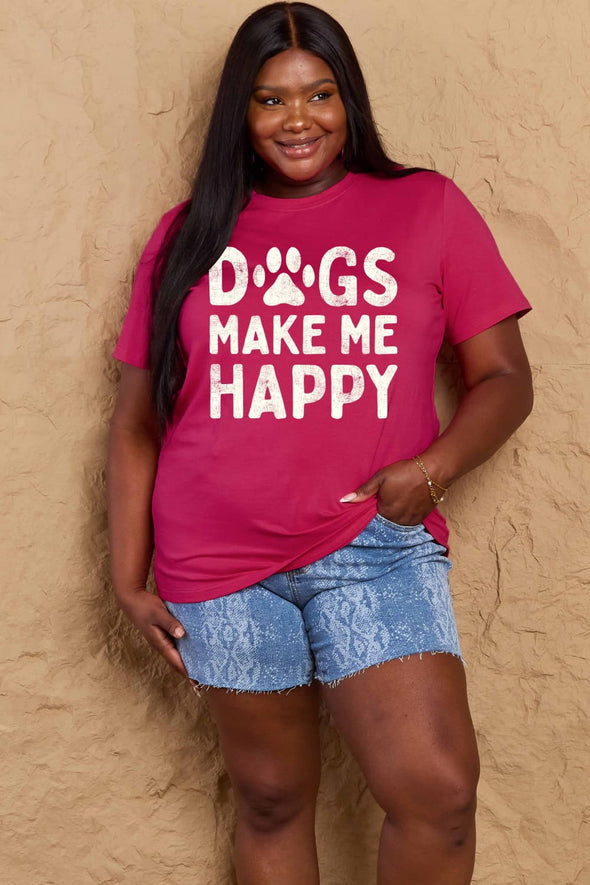 Simply Love DOGS MAKE ME HAPPY Graphic Cotton T-Shirt