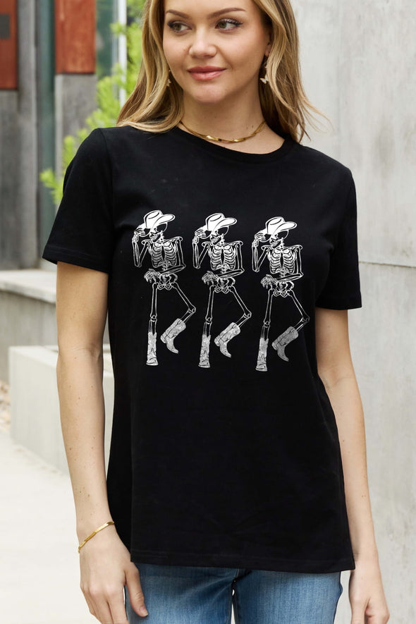 Simply Love Triple Skeletons Graphic Cotton Tee