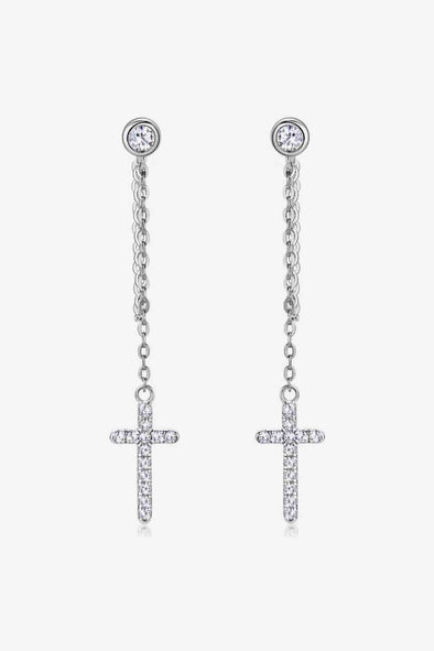 Moissanite 925 Sterling Silver Cross Earrings