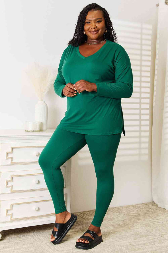 Zenana Lazy Days Long Sleeve Top and Leggings Set