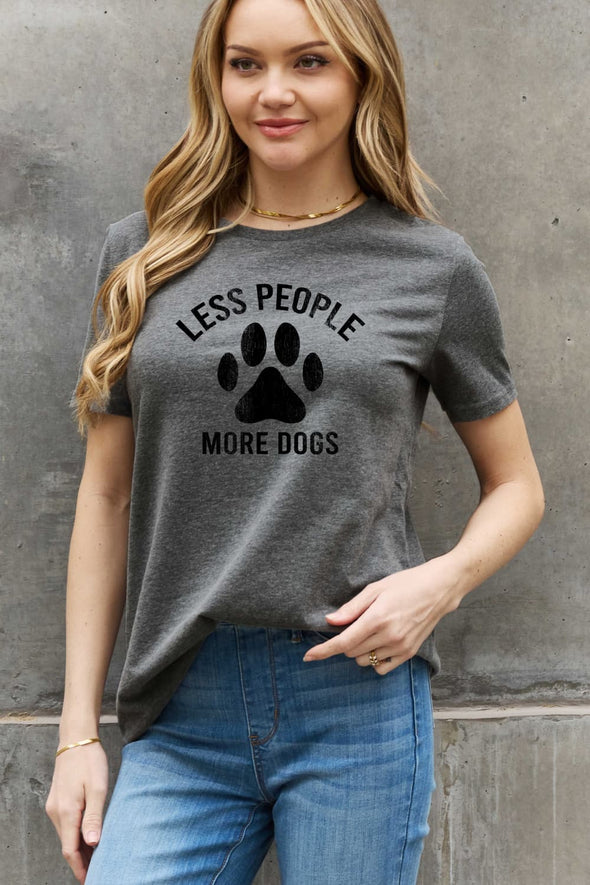 Simply Love LESS PEOPLE MORE DOGS Graphic Cotton Tee