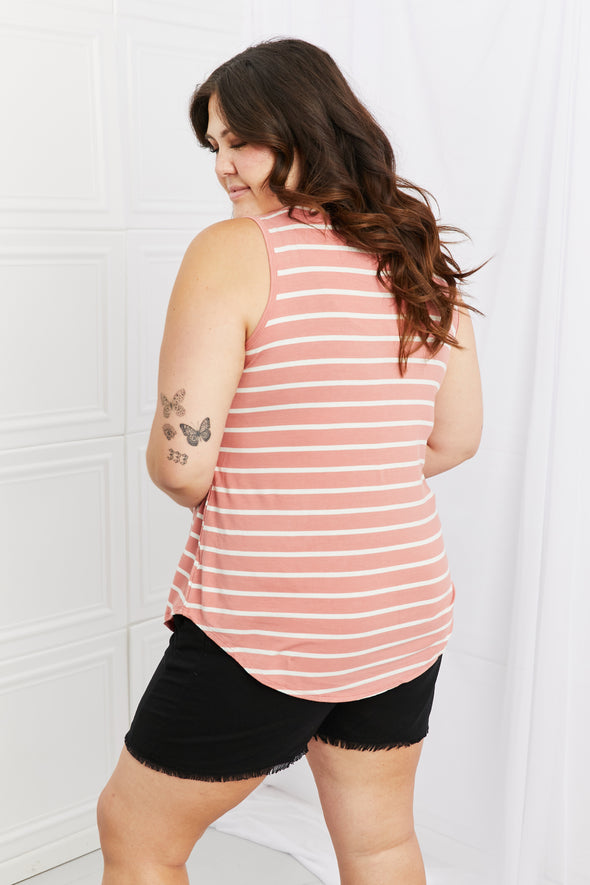 Zenana Find Your Path Sleeveless Striped Top Burnt Coral